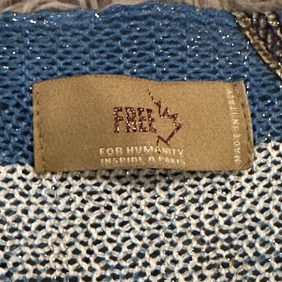 Free For Humanity Sweater Size 8 Viscose Halston Graphic Metallic Chains Italy - Picture 2 of 5